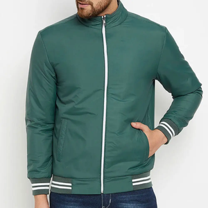 Chaqueta de bombardero de invierno ecológica frontal con soporte de algodón orgánico/LICRA estampada personalizada para hombre, estilo callejero, ligera y transpirable - Product Image 1