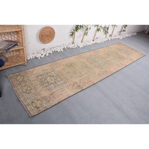 Alfombra de lana Vintage hecha a mano Beige verde Patchwork área rectangular grande 2,9X11,2 pies clásica para dormitorio felpa de látex para pasillo - Product Image 3