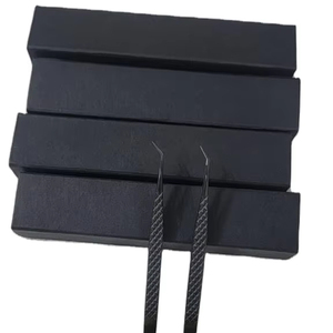 Pinces à épiler professionnelles en acier inoxydable à marque privée, forme en L à 45 et 90 degrés, pointe en fibre de diamant rose, pour extensions de cils en volume - Product Image 6