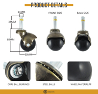 2 Zoll (50mm) Antik-Messing Stahlgriff Ringgelenk-Kugelrolle für Antike Möbel, Outdoor- und Essbereich-Nutzung