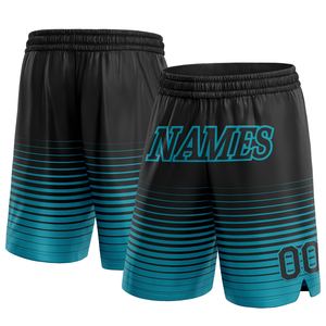 Industrie Direct Engro Sportswear Pantalones cortos de baloncesto Custom Black Teal Pinstripe Fade Fashion Authentic Basketball Shorts - Product Image 1