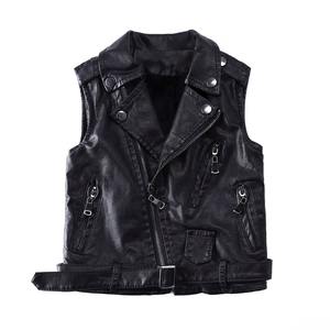 Factory Made Custom Real Full Grain Leather Vest Spring Autumn New Tops <b>Children</b> Soft Leather Jacket Kids Vest - Product Image 6