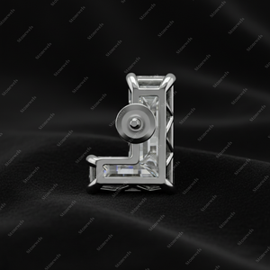 Pendientes de Plata de Ley 925 con Letra Inicial L, Diamante Cultivado en Laboratorio con Certificación GIA IGI, DEF VVS VS, Regalo para Él y Ella - Product Image 3