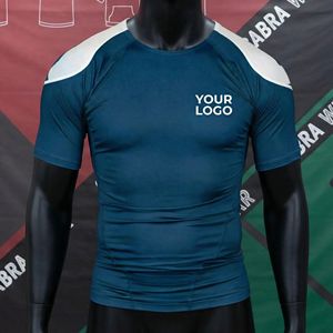 Custom Half Sleeve Anti-UV Breathable 100% Polyester <b>BJJ</b> MMA Grappling <b>Rashguard</b> Compression Shirt - Product Image 2