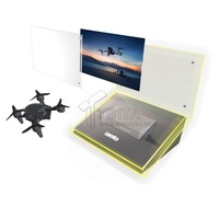 Support d'affichage de drone en acrylique personnalisé avec lumière LED, présentoir de produit de comptoir de vente au détail OEM