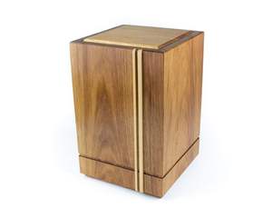 Urne funéraire américaine en acier inoxydable pour cendres humaines, commémoration d'animaux de compagnie, finition bois naturel écologique, 220 pouces cubes - Product Image 2