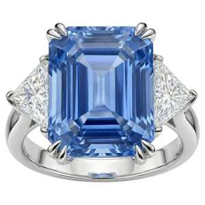 Cocktail <b>925</b> Sterling <b>Silver</b> Blue Princess Cut Lab Grown Diamond Moissanite Engagement <b>Ring</b> <b>Silver</b> Plating IGI Certified - Product Image 3