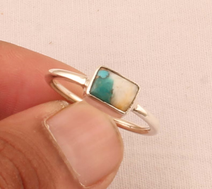 925 Sterling Silver Oyster Turquoise Ring Handmade Fashion Jewelry Gift for Mother Gemstone Ring Women Ring - Product Image 1