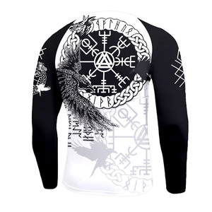 2024 haute qualité Logo personnalisé imprimé MMA Rash Guard hommes à manches longues Fitness vêtements de sport chemises en gros MMA vêtements de sport - Product Image 3