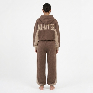 Conjunto de Sudadera Corta y Pantalones Jogger de Pierna Ancha para Mujer, Estilo Acid Wash Marrón, de Algodón y Felpa, Ropa Deportiva Urbana, Venta al Por Mayor OEM - Product Image 2