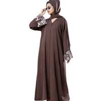 Abaya ouverte grande taille en soie brillante pour femme pêche longueur au sol manches longues vêtements islamiques modestes Eid Ramadan prière AA IMPEX