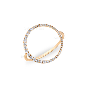 Última colección Anillo de círculo redondo sólido amarillo de 14K Proveedor indio de alta calidad Piedra de diamante Estilo clásico para fiesta de boda - Product Image 5