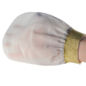 Guante de baño exfoliante de seda de capullo turco crudo gris 100% de diseño personalizado, depurador corporal de embalaje ecológico - Product Image 1