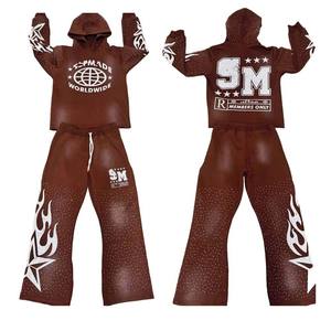 Chándal de 2 piezas con diamantes de imitación Sun Faded Screen Print logo Set Chándales para adultos de alta calidad Hombres y mujeres Trajes de sudor - Product Image 1