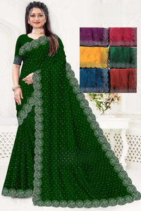 Sari en organza brodé raffiné détaillé de pétoncles Sensation intemporelle en mousseline de soie pour les fêtes Taux d'exportation d'usine - Product Image 6