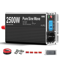 Convertisseur d'énergie à onde sinusoïdale pure monophasé HOULI 12v 24v 220v 3000w 2000W 50/60 Hz 90% d'efficacité pour la maison, le camping-car, la voiture HPWD0030S 388x150x70mm