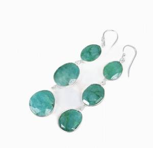 925 argent Sterling Turquoise pierres précieuses poire forme goutte boucle d'oreille lunette boucles d'oreilles bijoux pour femmes - Product Image 5