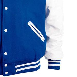 Chaqueta Universitaria Clásica con Logotipo Personalizado, Bordado, Cuello Alto, para Parejas, Estilo Béisbol, Azul Claro, Informal - Product Image 4