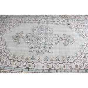 Alfombra Turca Grande de 6.5x8.7 pies, Alfombra de Lana Ikat Verde Vintage - Product Image 5