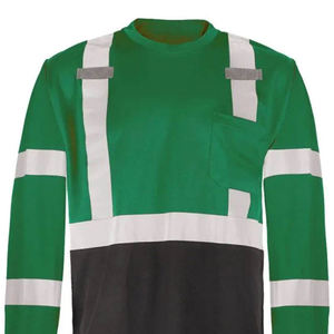 Mono de trabajo para hombre de alta visibilidad con chaleco de seguridad reflectante y camiseta de Color verde OEM logotipo personalizado suministro al por mayor - Product Image 5