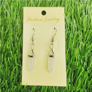 Ensemble de boucles d'oreilles hexagonales à pointe minuscule en quartz clair cristal Bijoux en pierre semi-précieuse à la mode avec pendentif inclus - Product Image 3