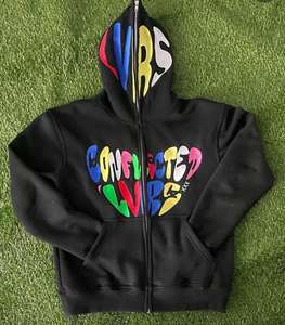 Sudadera con capucha y cremallera completa de alta calidad totalmente personalizable Tela de algodón 100% de peso pesado OEM. - Product Image 3