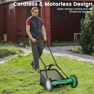 Top Performance 16-Inch <b>Lawn</b> <b>Mower</b> with 5 Steel Blades and Grass Catcher Bag Easy <b>Push</b> Model - Product Image 3