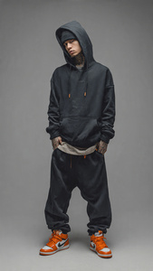 Conjunto Deportivo para Hombre, Sudadera de Cuello Alto, Pantalones Estampados, Sudadera Holgada, Pantalones Deportivos, Chándal, Pantalones Holgados de Poliéster con Forro Polar - Product Image 2