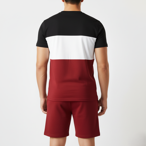 Conjunto de camiseta de bloque de color de moda para hombre ODM 100% poliéster de secado rápido cómodo tejido de punto transpirable estilo informal inteligente para - Product Image 2