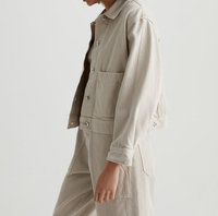 2025 nouveau bouton à la mode Style femmes Denim veste personnaliser coton tissu solide Beige couleur dames veste pour un usage extérieur