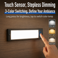Barre lumineuse LED sous-meuble à 3 couleurs, interrupteur tactile, intensité réglable, capteur tactile linéaire, éclairage de cuisine pour camping-car