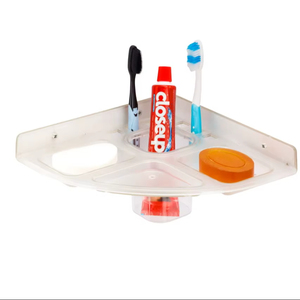 Multipurpose Corner <b>Shelf</b> Soap Dish Tumbler Modern Portable <b>Plastic</b> 5-in-1 High Quality Bathroom <b>Shelf</b> for Hotel School Use - Product Image 1