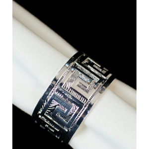 Luxe argent géométrique carré découpé rond de serviette support en métal décor de Table moderne pour mariage Banquet maison salle à manger - Product Image 5