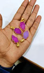 Dije de Punta de Flecha con Piedra Preciosa Natural Chapado en Oro de 18K, Tamaño de 30 a 40 mm para la Fabricación de Joyas - Product Image 2