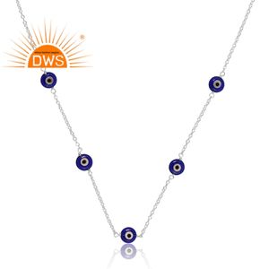 Collier de pierres précieuses en résine bleue naturelle de meilleure qualité en argent sterling fin Bijoux personnalisés pour femmes Cadeau pour elle - Product Image 2