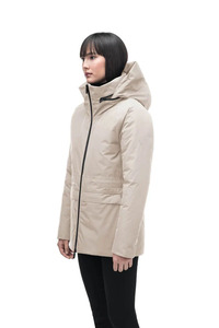 Vente en gros de parka courte à capuche Litho tricotée personnalisée pour femmes veste d'hiver matelassée en duvet de bulle chapeau détachable en tissu respirant - Product Image 2