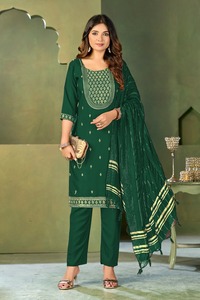 ชุด Kurtis PANT dupatta แบบลำลอง3ชิ้นนักออกแบบเสื้อผ้าอินเดียและปากีสถาน - Product Image 4