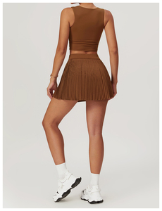 Vestido de tenis y bádminton para mujer de color sólido OEM de alta calidad, ropa activa para gimnasio con vestido atlético de bolsillo - Product Image 3