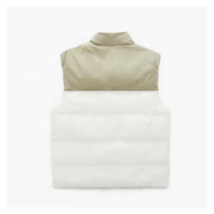 Gilet matelassé blanc pour homme, col montant, sans manches, fermeture éclair sur le devant, coupe décontractée, 100 % polyester écologique, à capuche - Product Image 2