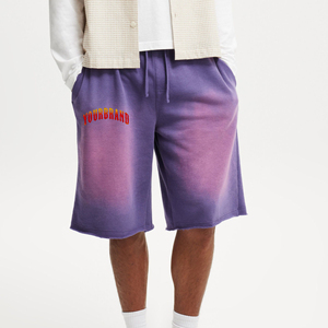 กางเกงขาสั้นสำหรับผู้ชายกางเกงซับเหงื่อขายาวสำหรับผู้ชายกางเกงขาสั้นผ้าฝ้ายฟอกสี100% พิมพ์โลโก้แบบกำหนดเอง - Product Image 6