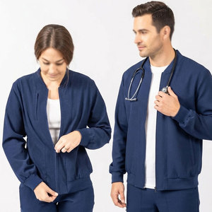 Blouse de travail pour médecin d'hôpital, uniforme à manches longues avec fermeture boutonnée et plusieurs poches fonctionnelles - Product Image 1