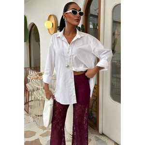 Pantalones de Encaje Transpirables con Forro, Cintura Alta y Estilo de Pierna Ancha 0081 - Product Image 5