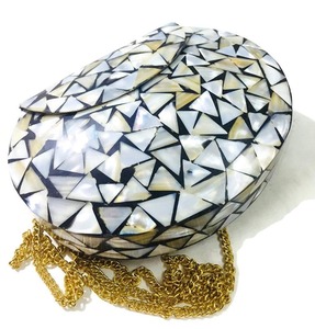 AALIYAN IMPEX-Bolso de mano con incrustaciones de nácar en MOP blanco con cadenas para niñas y mujeres - Product Image 4