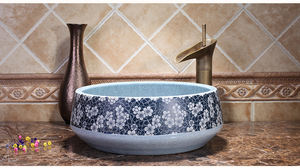 Jingdezhen et bassin en céramique blanche bassin de <span class=keywords><strong>dessin</strong></span> à la main hôtel salle de bain évier salle de bain lavage du <span class=keywords><strong>visage</strong></span> porcelaine Antique fait à la main bleu CE - Product Image 6