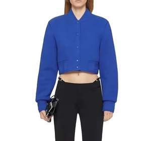 Chaqueta universitaria recortada para mujer más vendida con logotipo personalizado bordado OEM Letterman Style Streetwear - Product Image 1