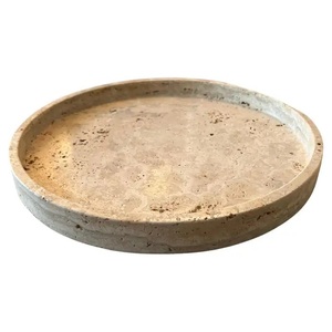 Support à gâteau de mariage en pierre de travertin vintage - Product Image 1