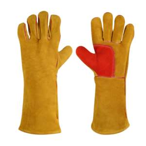 Guantes de Soldadura Reforzados de Cuero Vacuno de Alta Resistencia, Antivibración, con Puño de Seguridad, para Seguridad Industrial, Construcción y Barbacoa - Product Image 1
