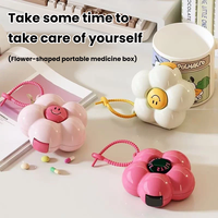 Boîte de rangement en forme de fleur, organisateur de bijoux portable, mini étui à pilules divisé pour voyage, conteneur de rangement cosmétique multifonctionnel