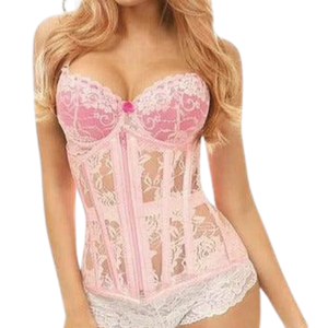 Fishnet and Faux Leather Underbust Corset Women Body Shaping Steel Boned <b>Lingerie</b> Top - Product Image 3