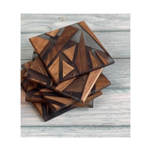 Tasse à café sous-verre en bois et résine avec des morceaux de sous-verre en bois de forme carrée sous-verre de meilleure qualité à un prix raisonnable - Product Image 1